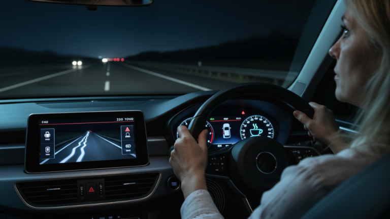 Obraz pokazujący osobę prowadzącą auto